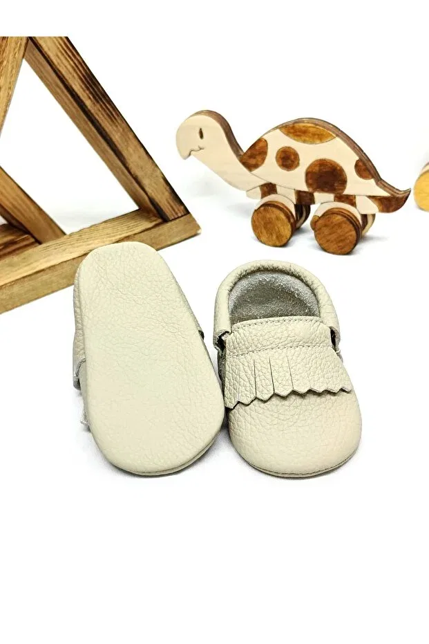 Детские мокасины для девочек с принтом Bonny Minibiri, Nude Color — фото 3