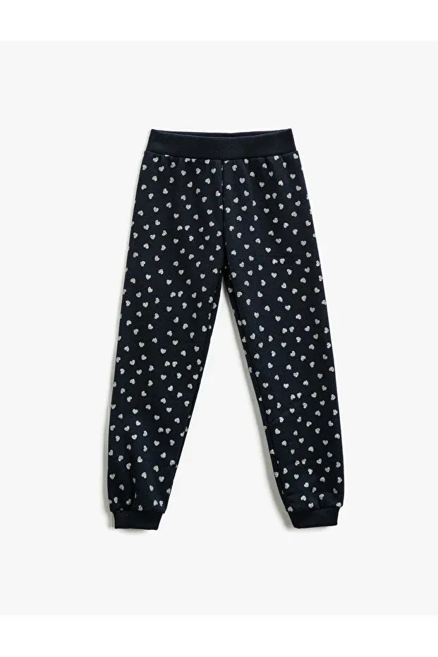 Детские спортивные брюки для девочек с принтом Koton, Navy Blue Patterned