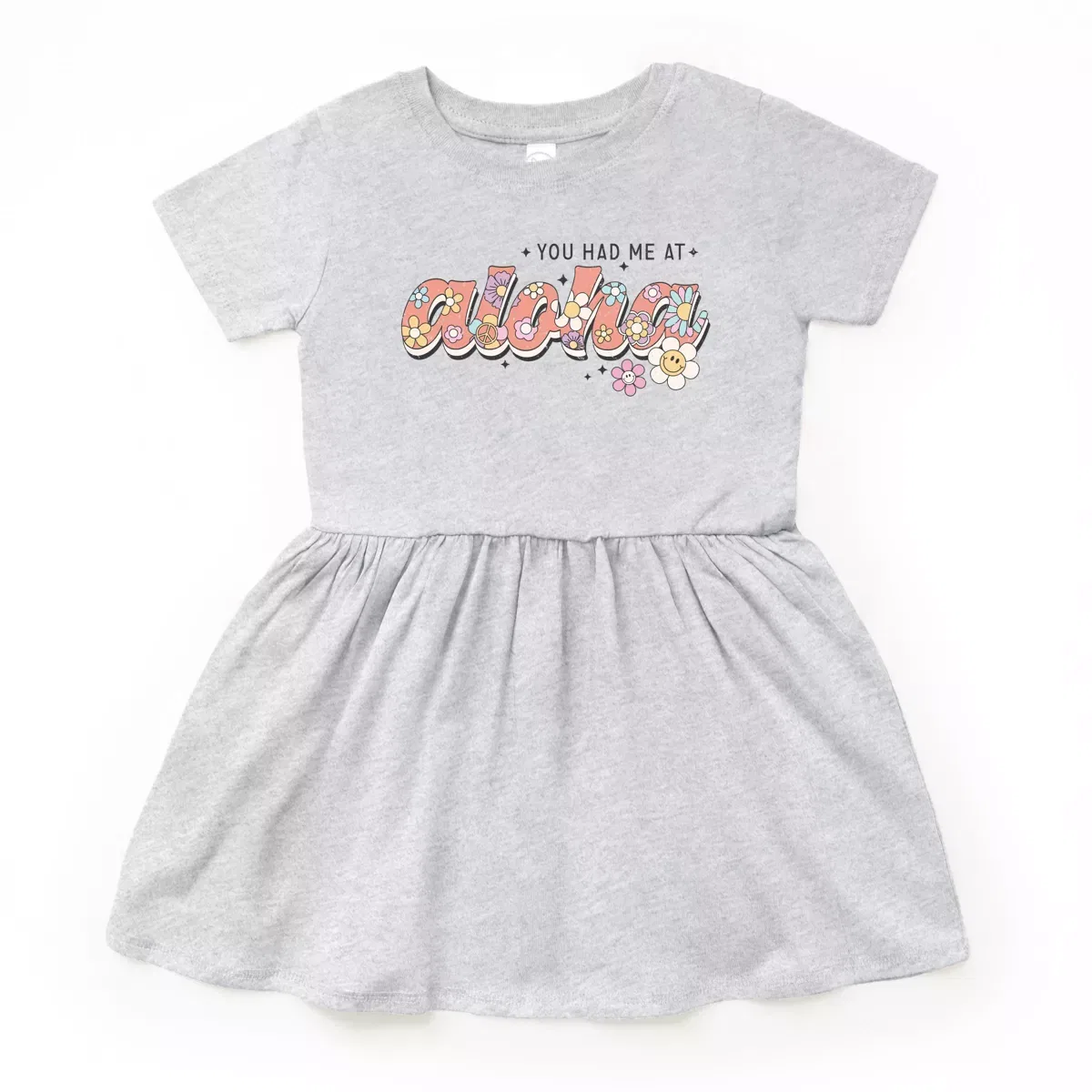 Детское платье для девочек с коротким рукавом You Had Me At Aloha The Juniper Shop, Heather Grey