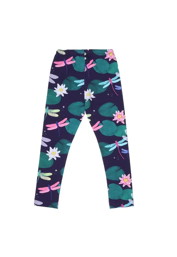 Леггинсы с цветочным принтом Colorful dragonflies-leggings Walkiddy, Green, зеленый — фото 2