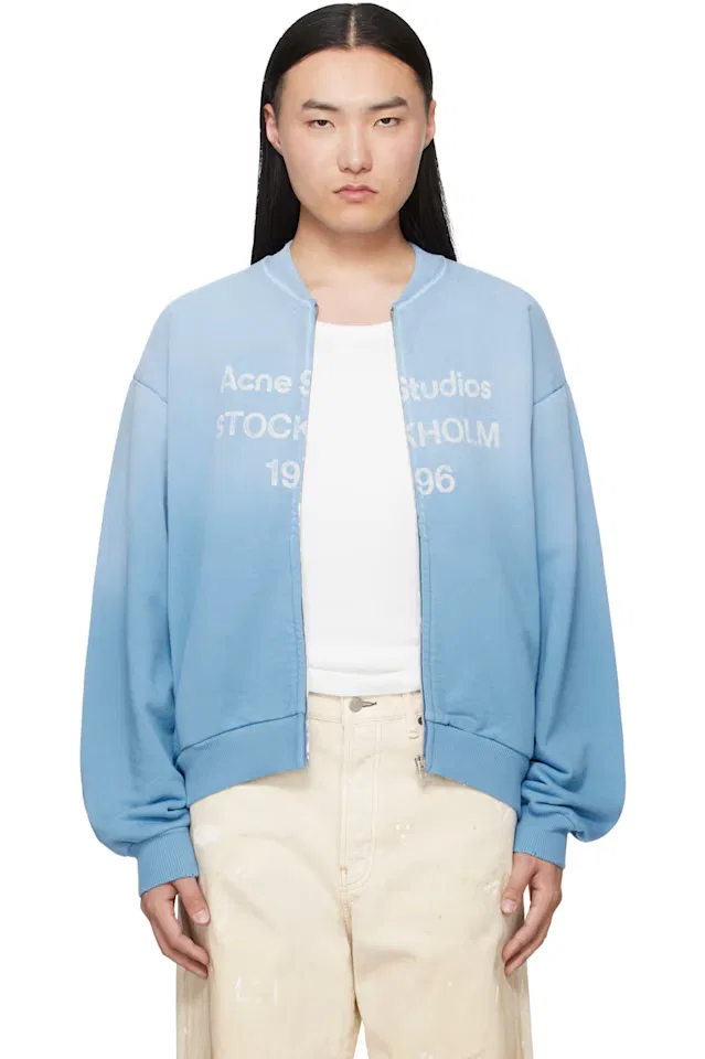 Синий выцветший свитер на молнии Acne Studios
