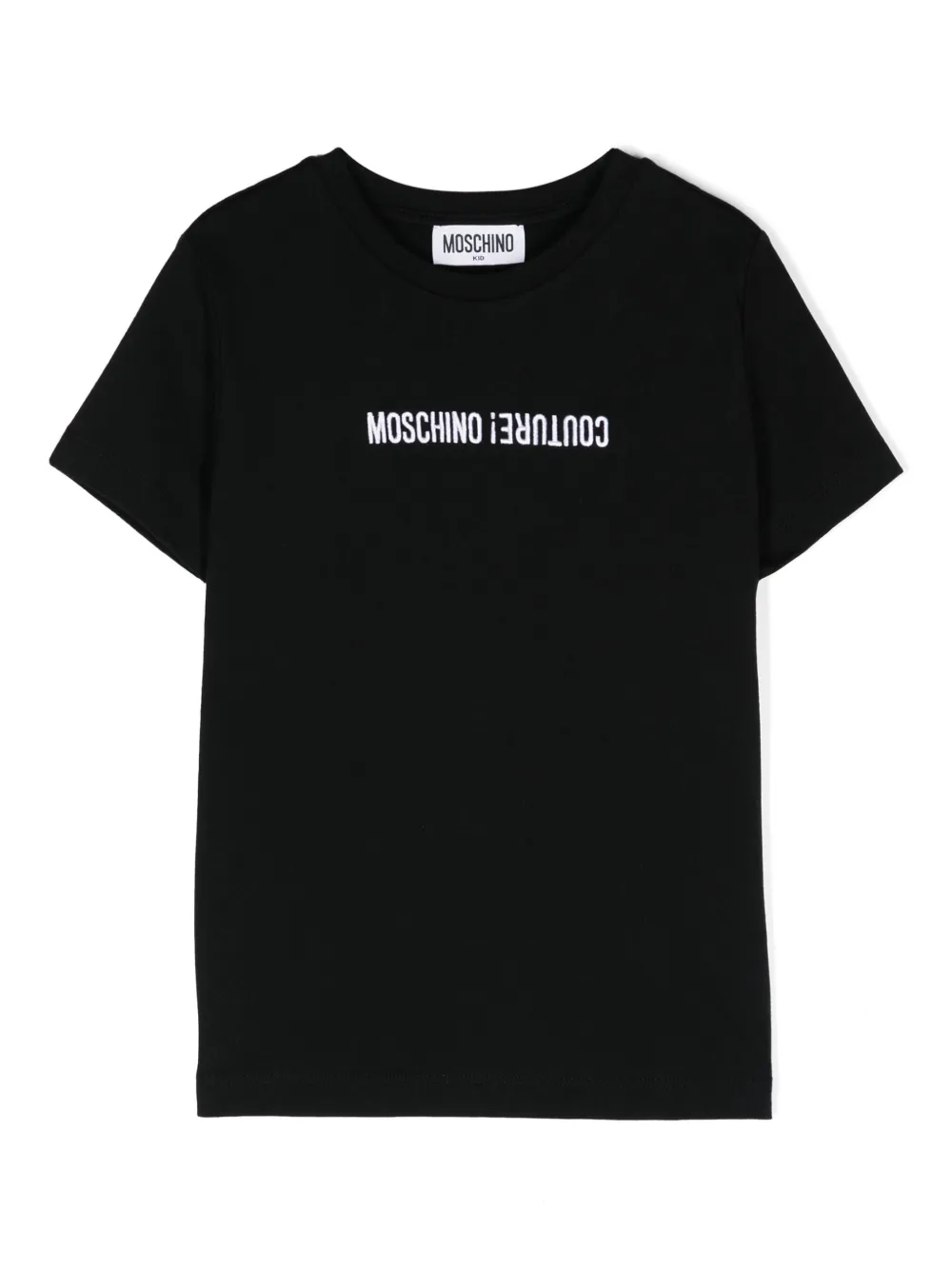 

Футболка с вышитым логотипом Moschino Kids, черный