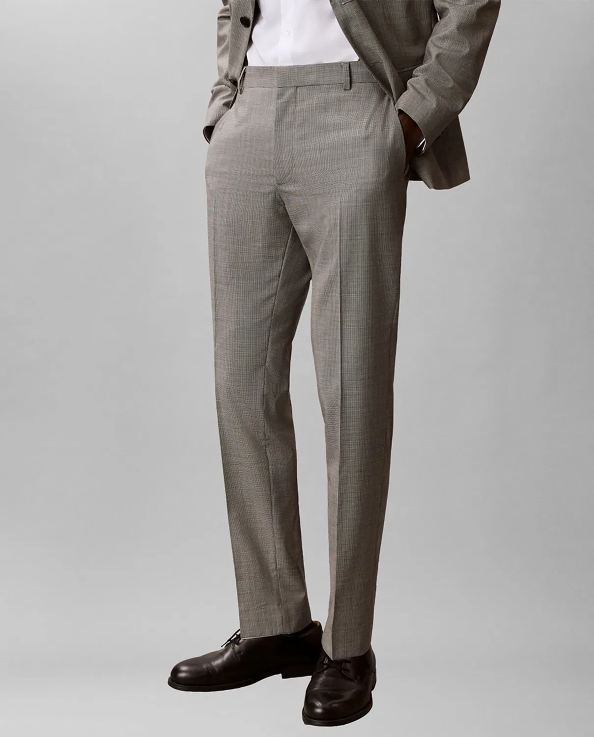 Мужские классические брюки из шерсти Houndstooth Calvin Klein, Белый — фото 2