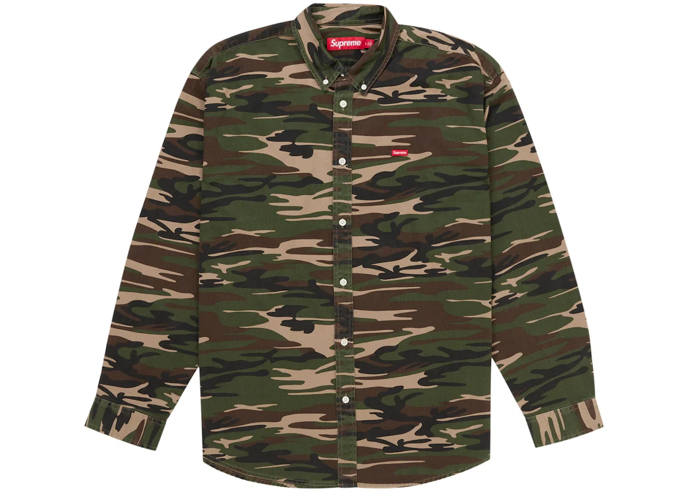 Мужская рубашка с принтом Supreme Small Box Shirt (FW26) Woodland Camo