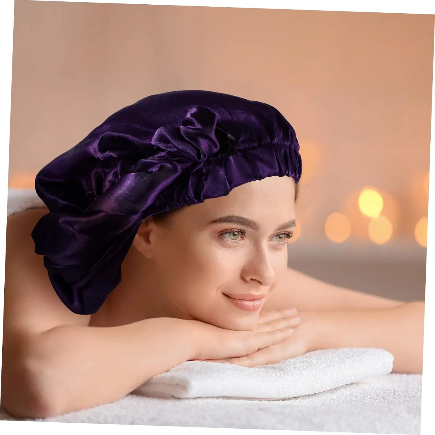 Шапочка для душа Satin, IWOWHERO, 4 Pieces, Black and Dark Purple — фото 2
