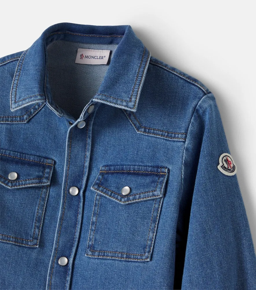 Джинсовая рубашка Moncler Enfant, синий — фото 4