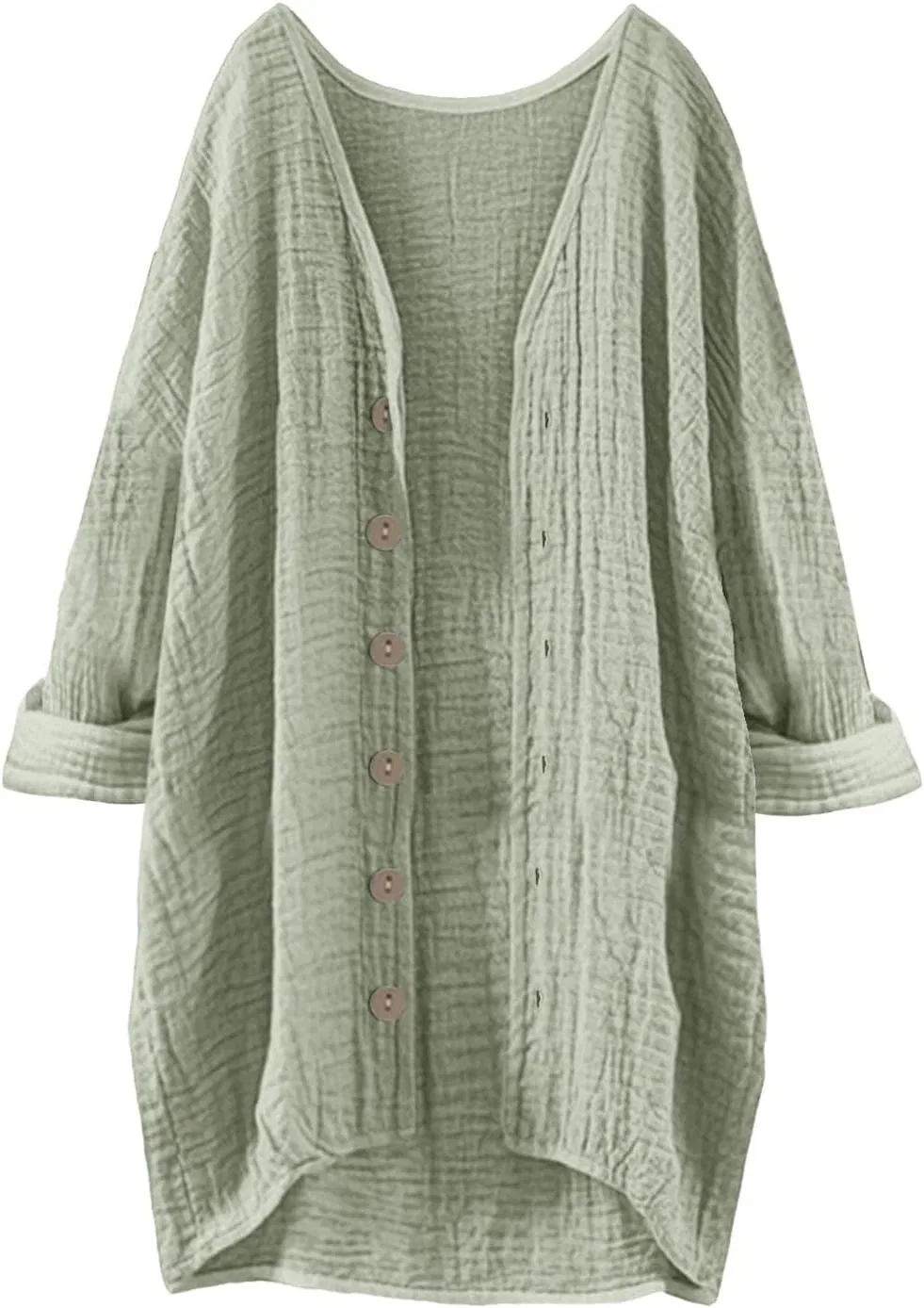 Женская свободная рубашка из муслина с длинным рукавом, Mint Green — фото 2