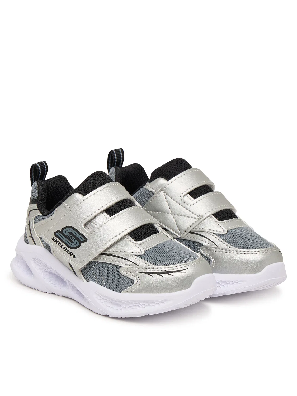 Кроссовки для мальчика Meteor-Lights Glow Skechers, серебристый — фото 2