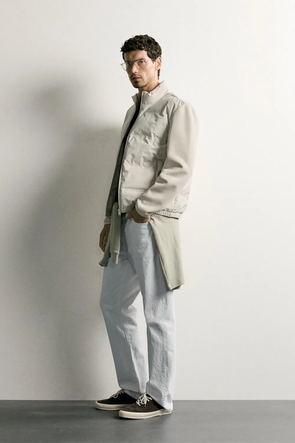Стеганая куртка ZARA, Ecru — фото 4