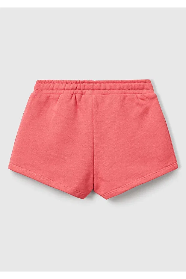 Детские шорты для девочек с принтом Benetton Logo Embroidered Waist Drawstring United Colors Of Benetton, Fuchsia — фото 2