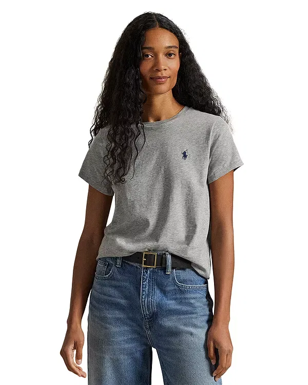 Женская футболка с круглым вырезом Classic Fit Cotton Jersey Crewneck Tee Ralph Lauren, серый