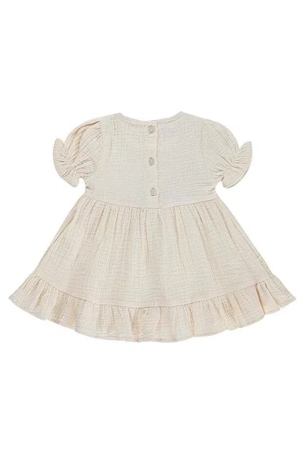 Детское платье для девочек с коротким рукавом и оборками Civil Baby, Beige — фото 3