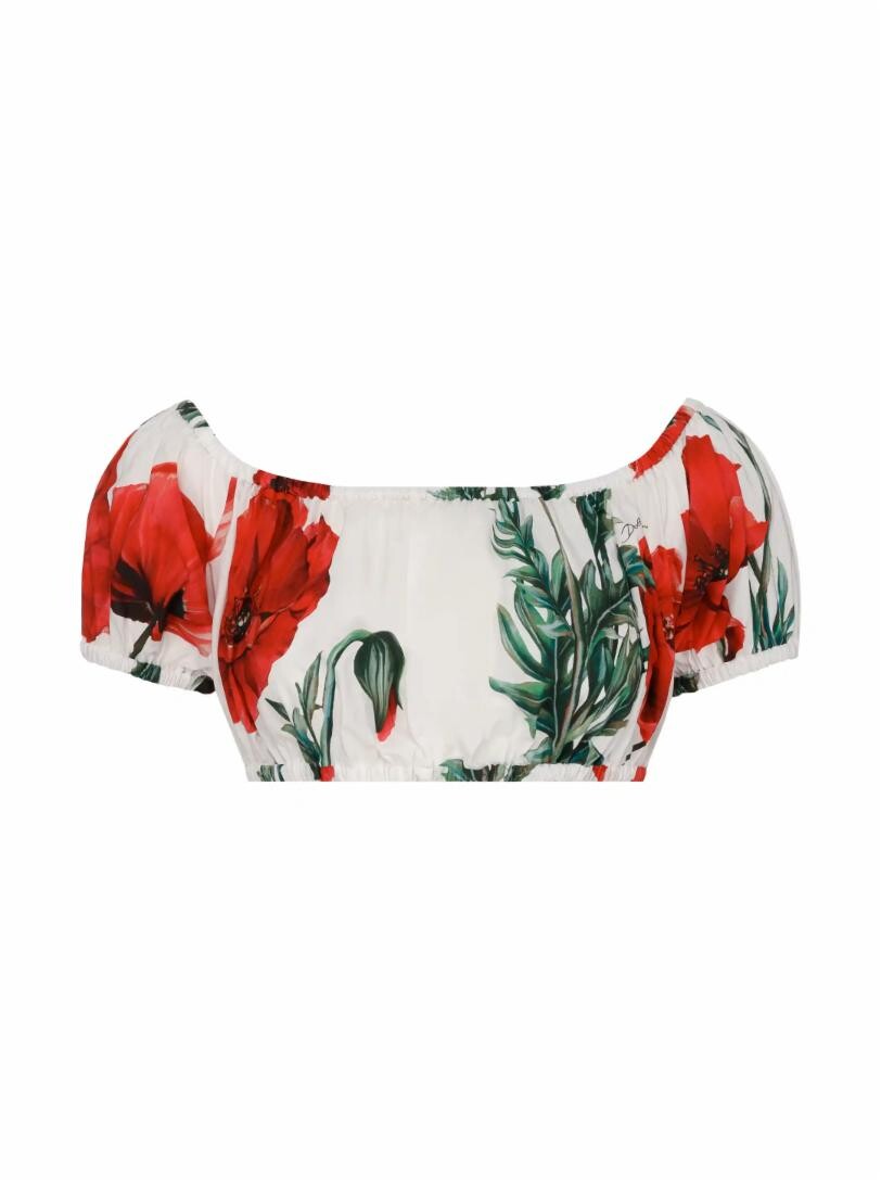 

Укороченный топ с принтом маков Dolce&Gabbana