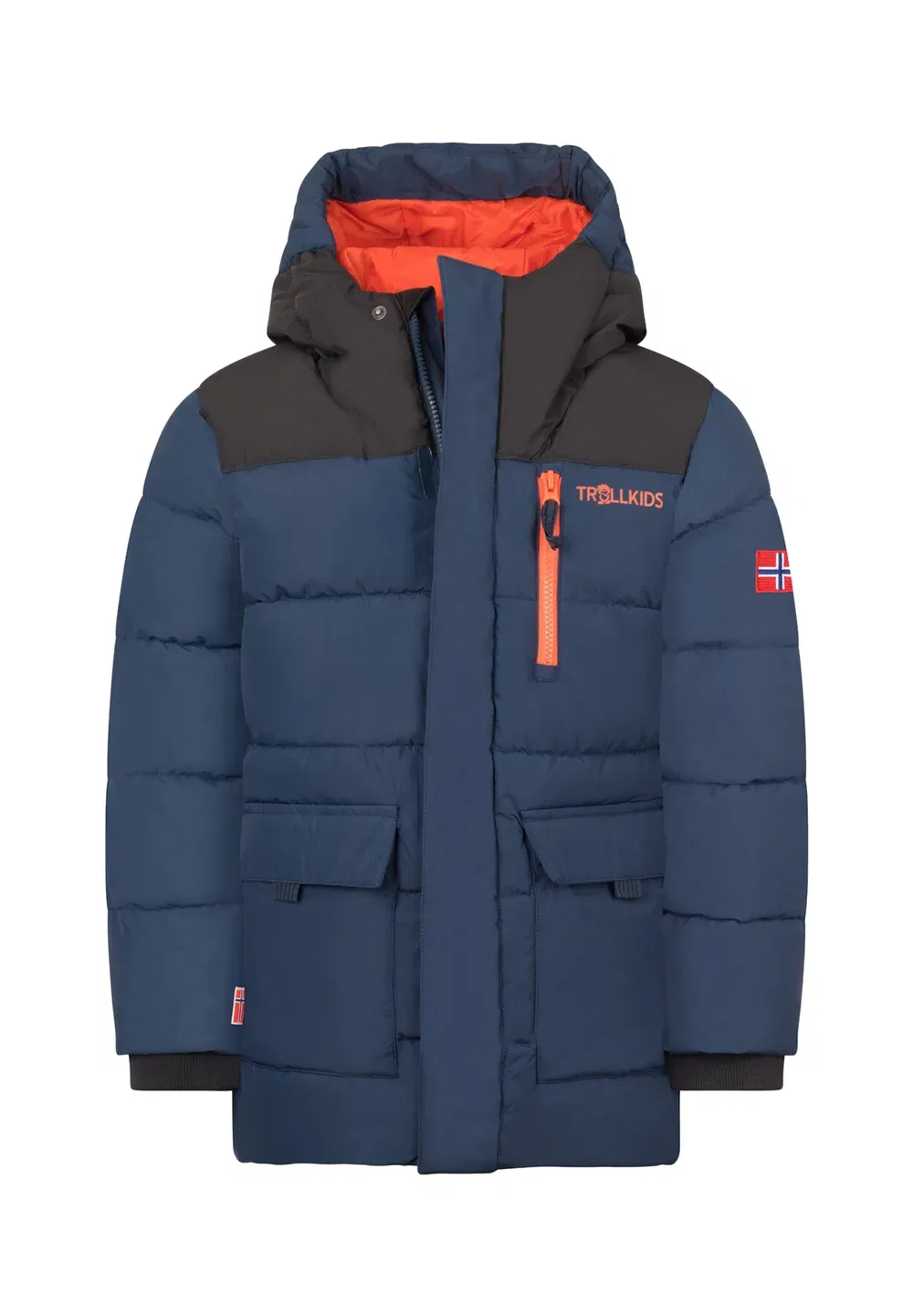 Детская зимняя парка Torsvag Trollkids, Mystic Blue/Black/Flame Orange