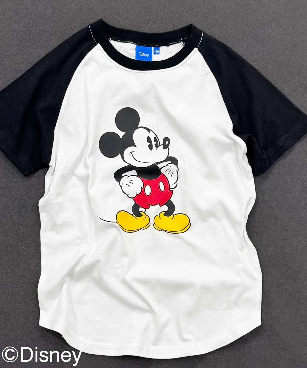 Детская футболка с принтом Mickey Mouse, с длинным рукавомDisney, Beige×Black — фото 3