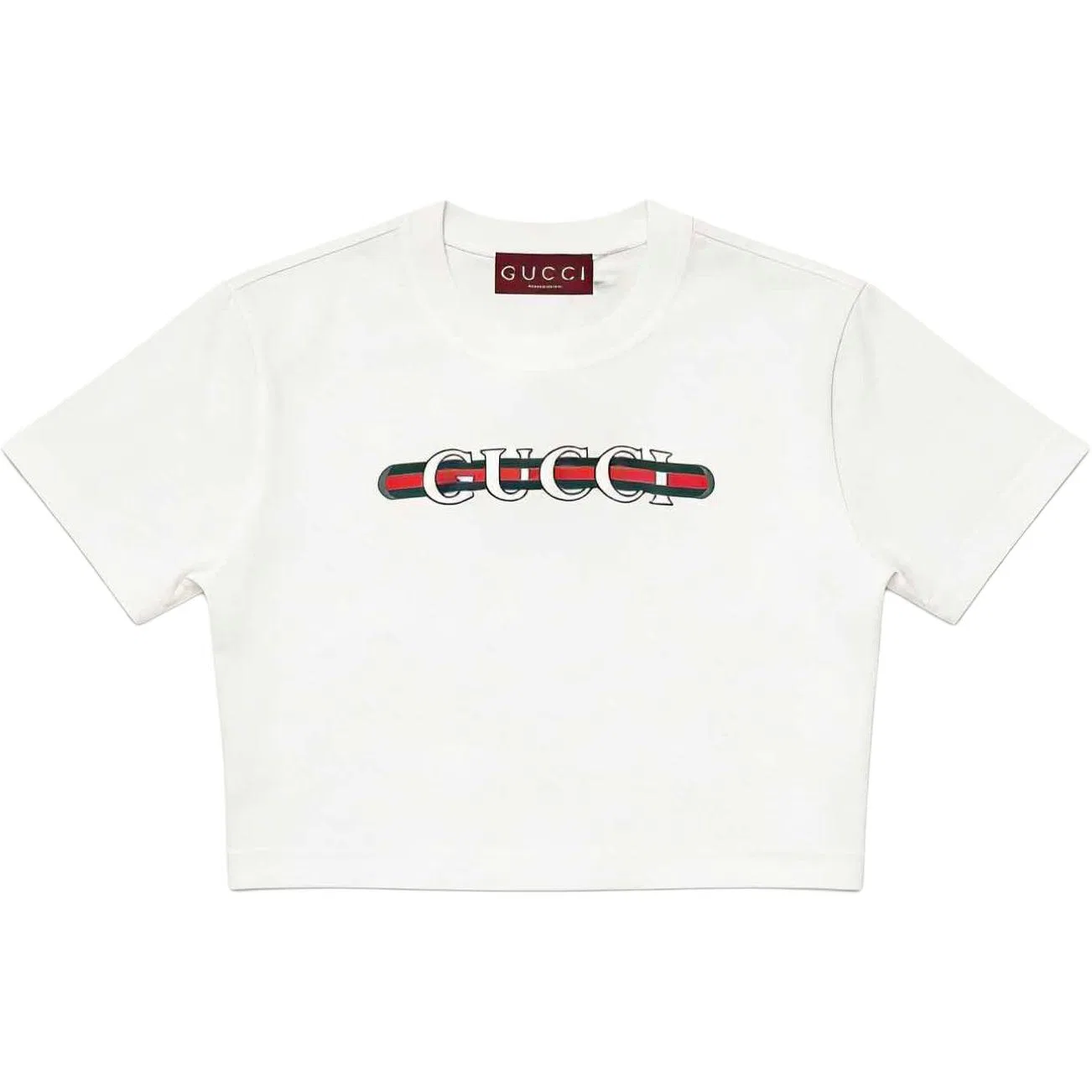 Футболка женская GUCCI с коротким рукавом, классический крой, белый