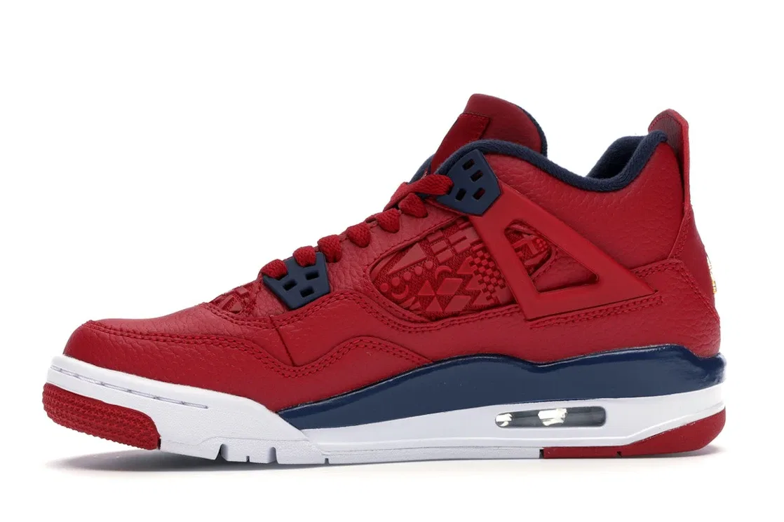 Детские кроссовки Lifestyle с принтом Jordan 4 Retro Jordan, Gym Red/Obsidian-White-Metallic Gold — фото 3