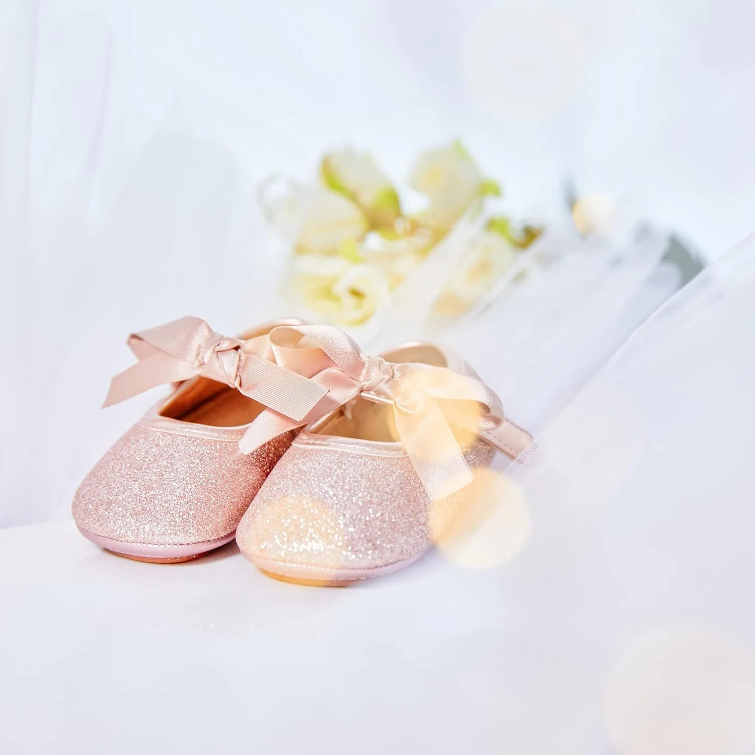 Детские туфли Мэри Джейн на мягкой подошве Moccasins Rubber Sole Crib Shoes Felix & Flora, Pink — фото 3