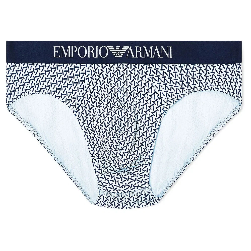 Мужские трусы-слипы из хлопка с принтом Emporio armani, Blue — фото 2