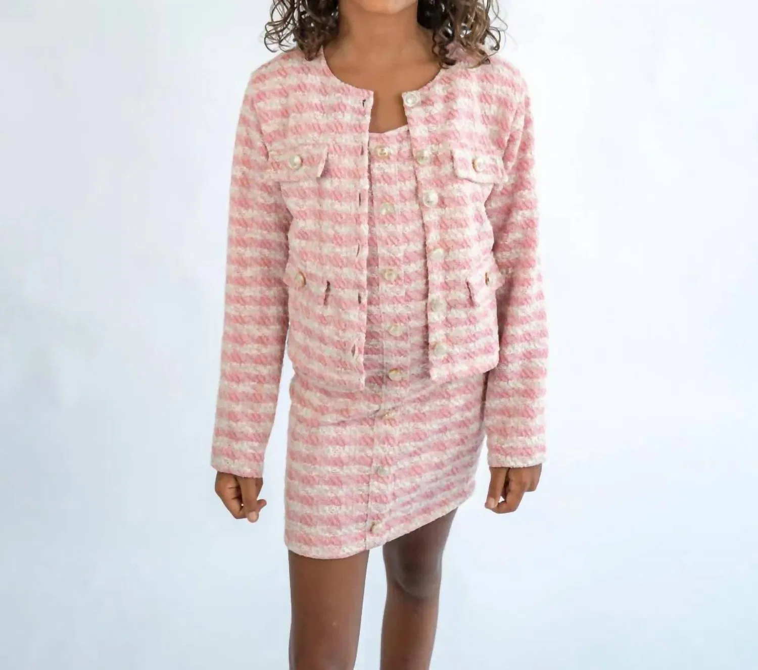 Детский жакет для девочек с длинным рукавом Tweed Jacket In flowers by zoe, розовый