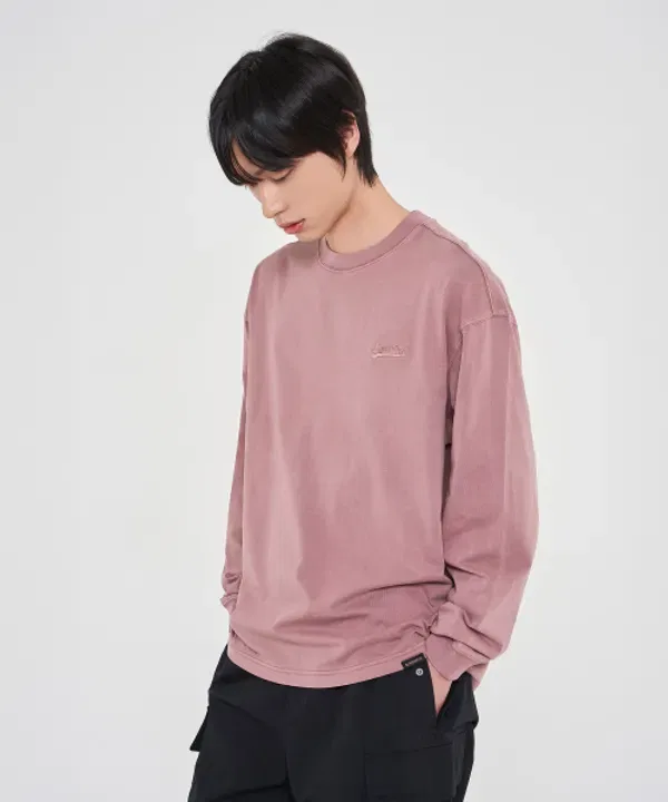 Футболка с длинным рукавом, окрашенная по технологии garment dye, Superdry, инди-розовый
