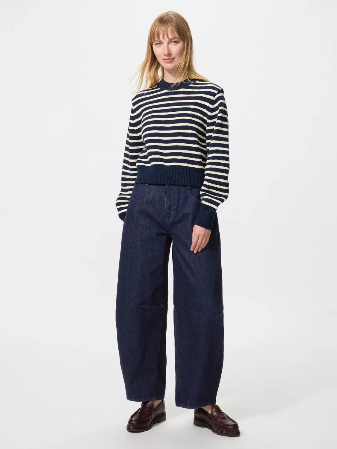Свитер Uniqlo, укороченный крой, темно-синий — фото 2