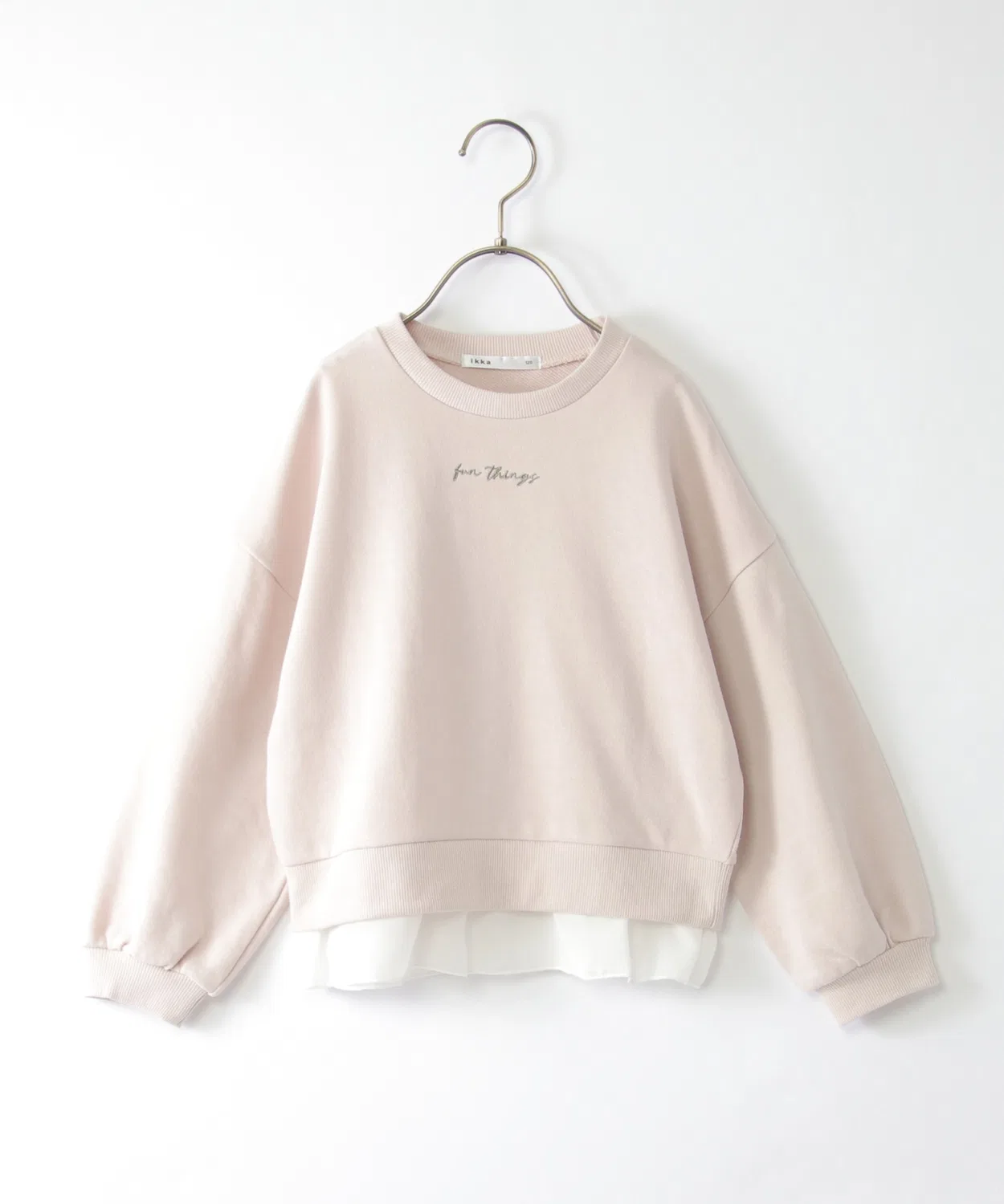 Детский свитшот с длинным рукавом модель 裾シフォンレイヤード裏毛プルオーバー, ikka, Dark Gray — фото 2