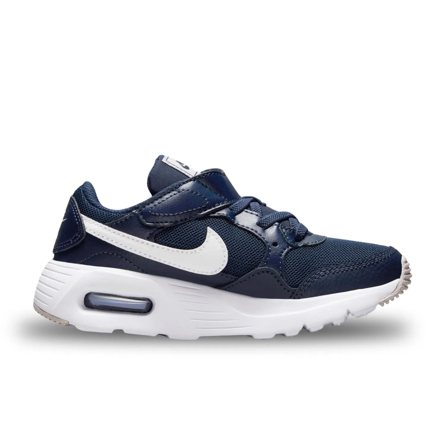 Детские кроссовки для мальчиков с воздушной подушкой Air Max Sc NIKE, Midnight Navy Barely Grape White — фото 2