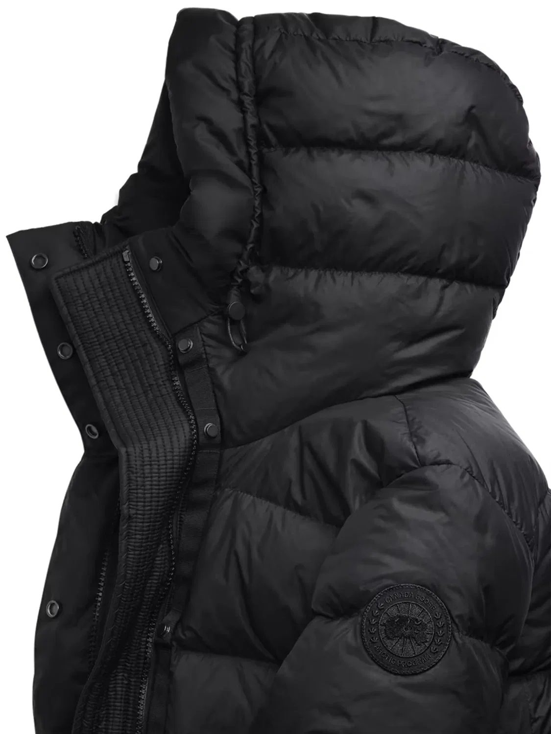 Женское стеганое пуховик-пальто с капюшоном Montgomery Coat Canada Goose, черный — фото 4