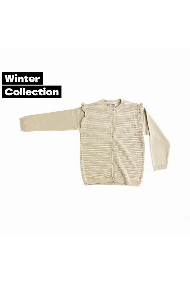 Детский кардиган с пуговицами и рюшами на плечах Gocoland, Beige
