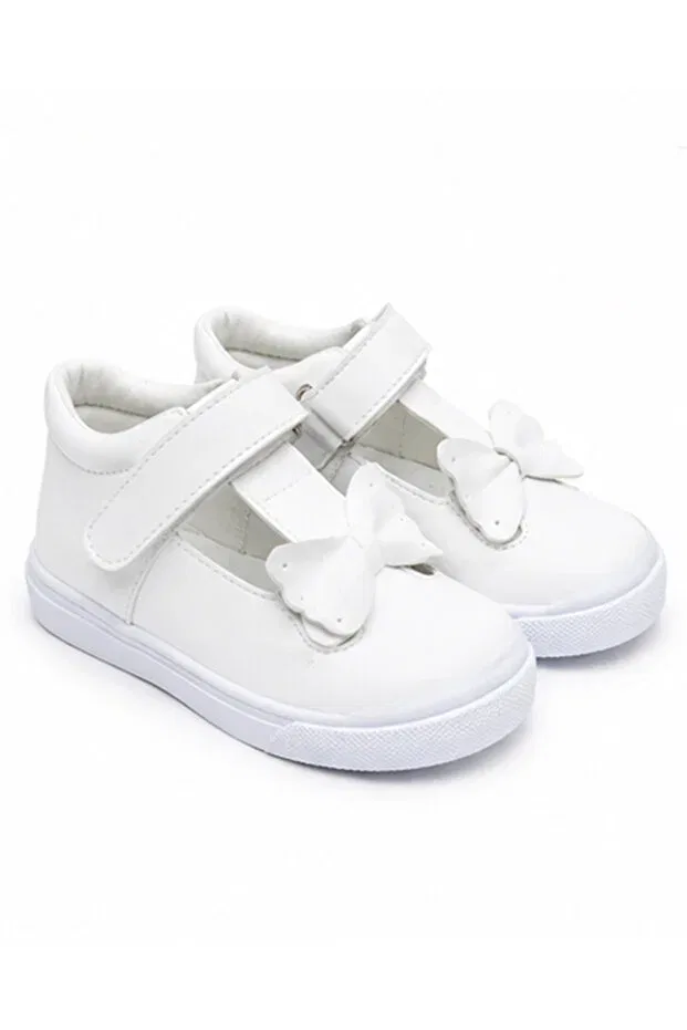 Детские туфли для девочек с бантиками Joy Colours, White