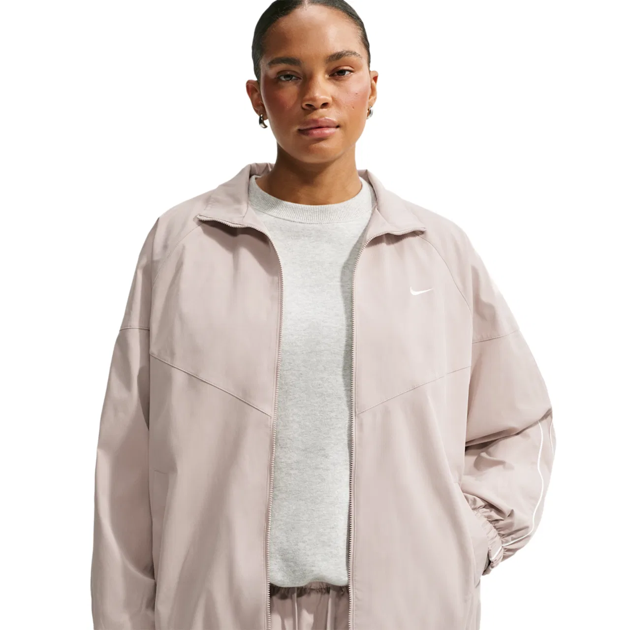Женская куртка с длинным рукавом, оверсайз, Nike Essential OS Track Jacket, Nike, Cream Ii/White/White