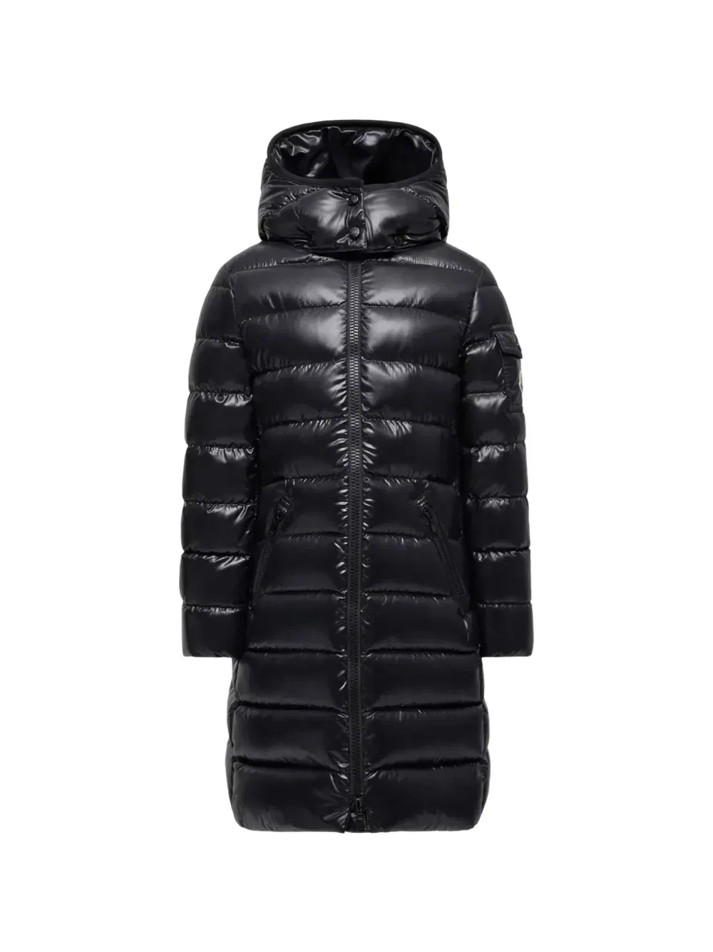 Стеганое пальто с капюшоном Moka Moncler Enfant, черный