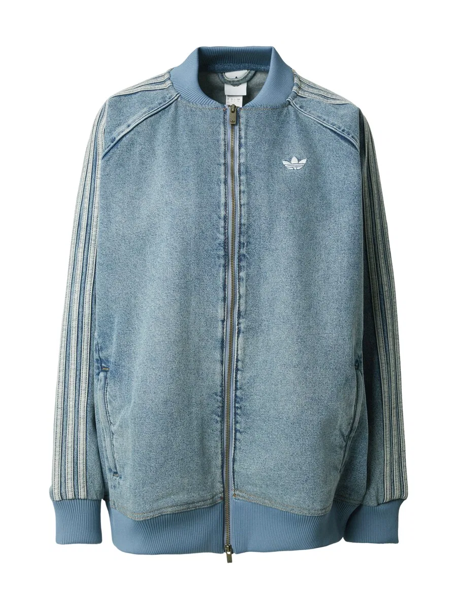Куртка ADIDAS ORIGINALS Between-Season 'SST' в синем джинсовом и пастельно-голубом цветах