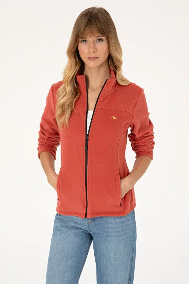 Женская флисовая толстовка на молнии с воротником-стойкой U.S. Polo Assn., Dried Rose