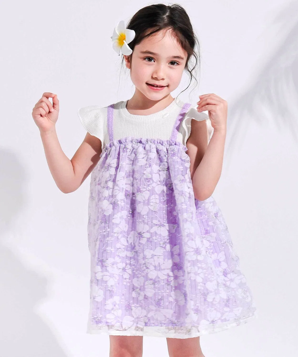 Детское платье для девочек с принтом Hibiscus, модель Bisque Dock SLAP SLIP, White