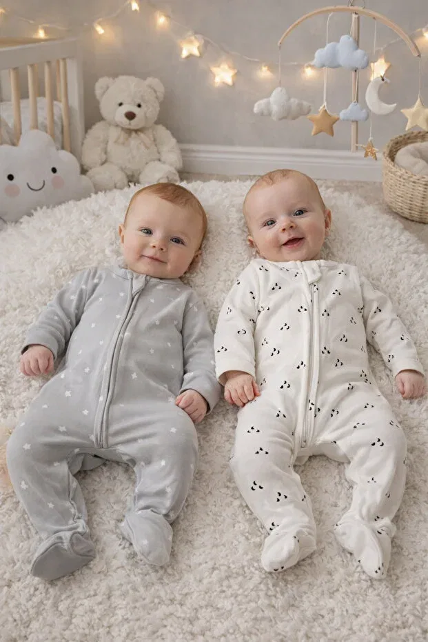 Детский комбинезон с длинным рукавом Organic cotton zippered booties newborn baby romper Aki Moda Kids, Gray — фото 2