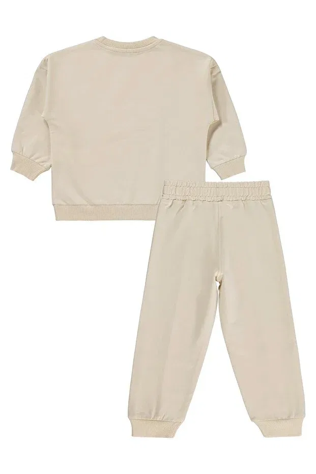 Детский спортивный костюм с принтом Floral Printed Tracksuit Set Civil Girls, Beige — фото 4