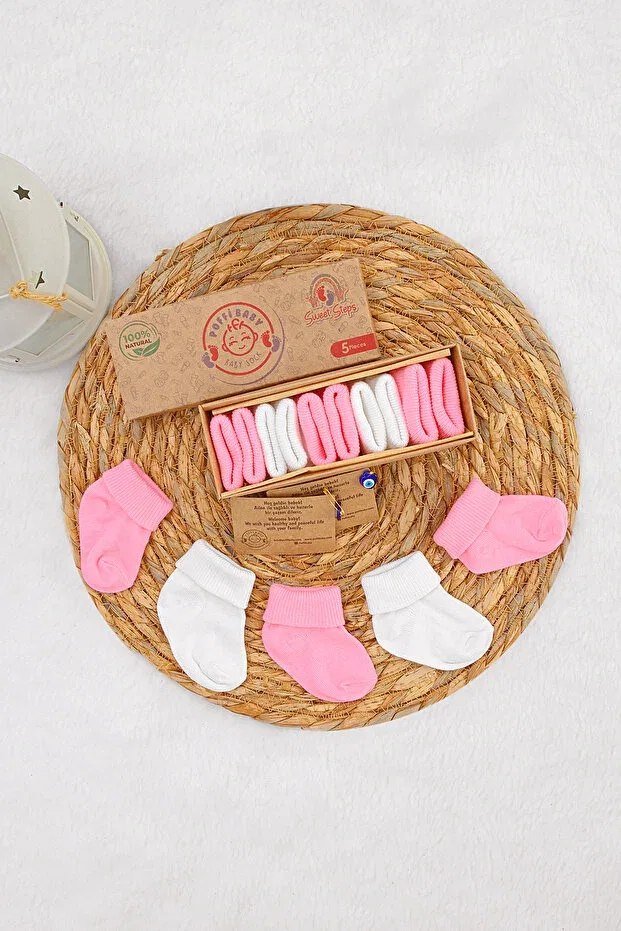 Детские носки хлопковые Poffibaby, Pink-White
