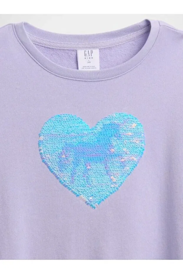 Детские свитшот для девочек с пайетками Gap Kids, Purple — фото 2