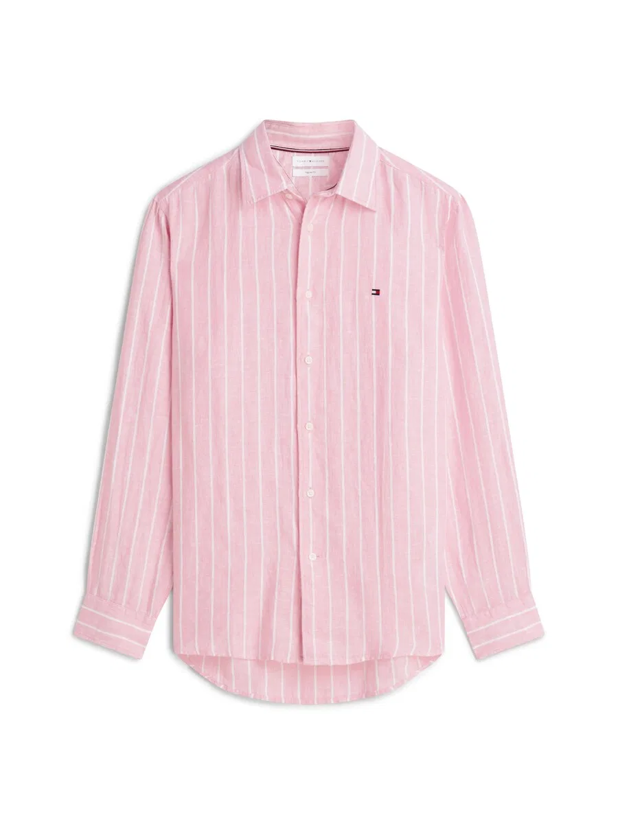 Рубашка TOMMY HILFIGER Regular fit Button Up Shirt 'Regular Fit Textured Stripe Pure' светло-розового цвета