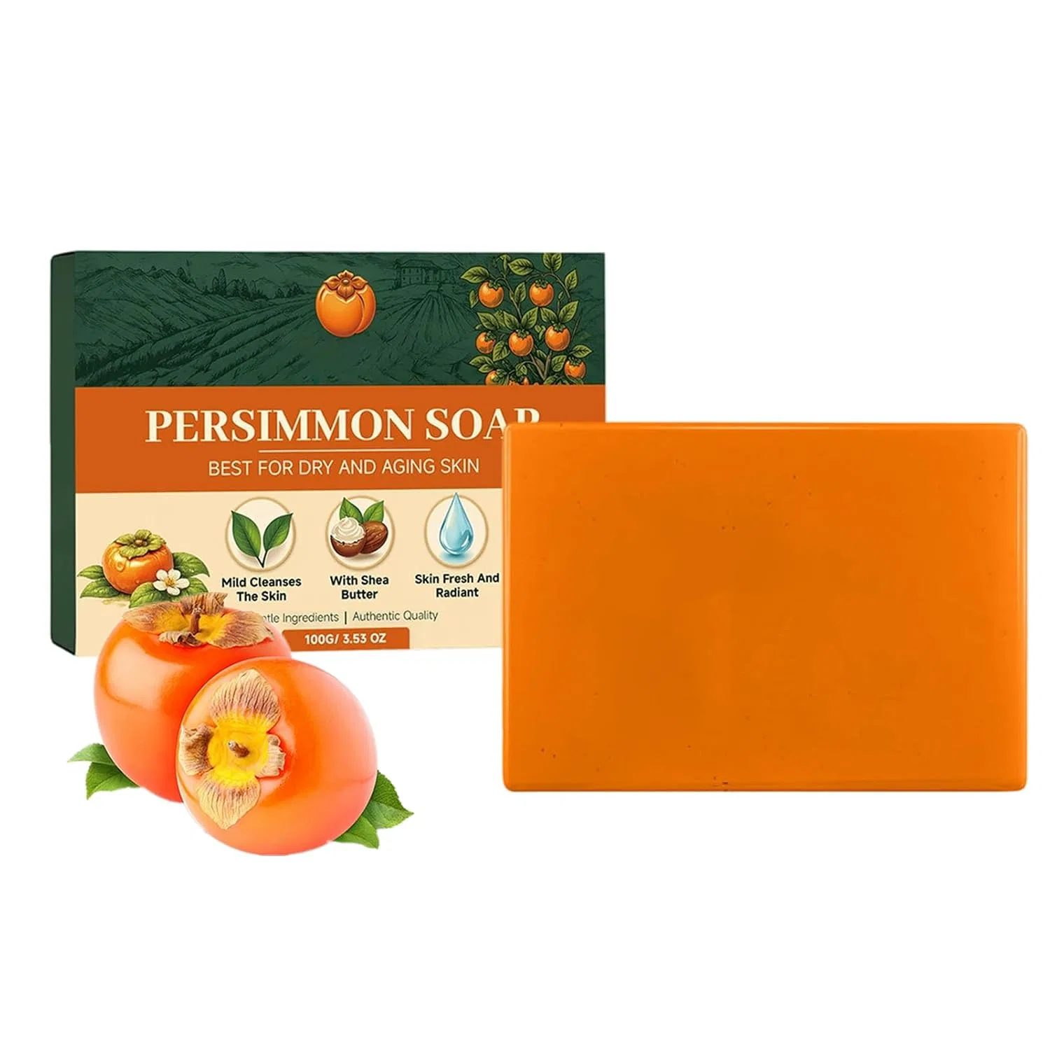 Твердое мыло для тела Persimmon Soap, RadiantRe, 1 шт, 100 г