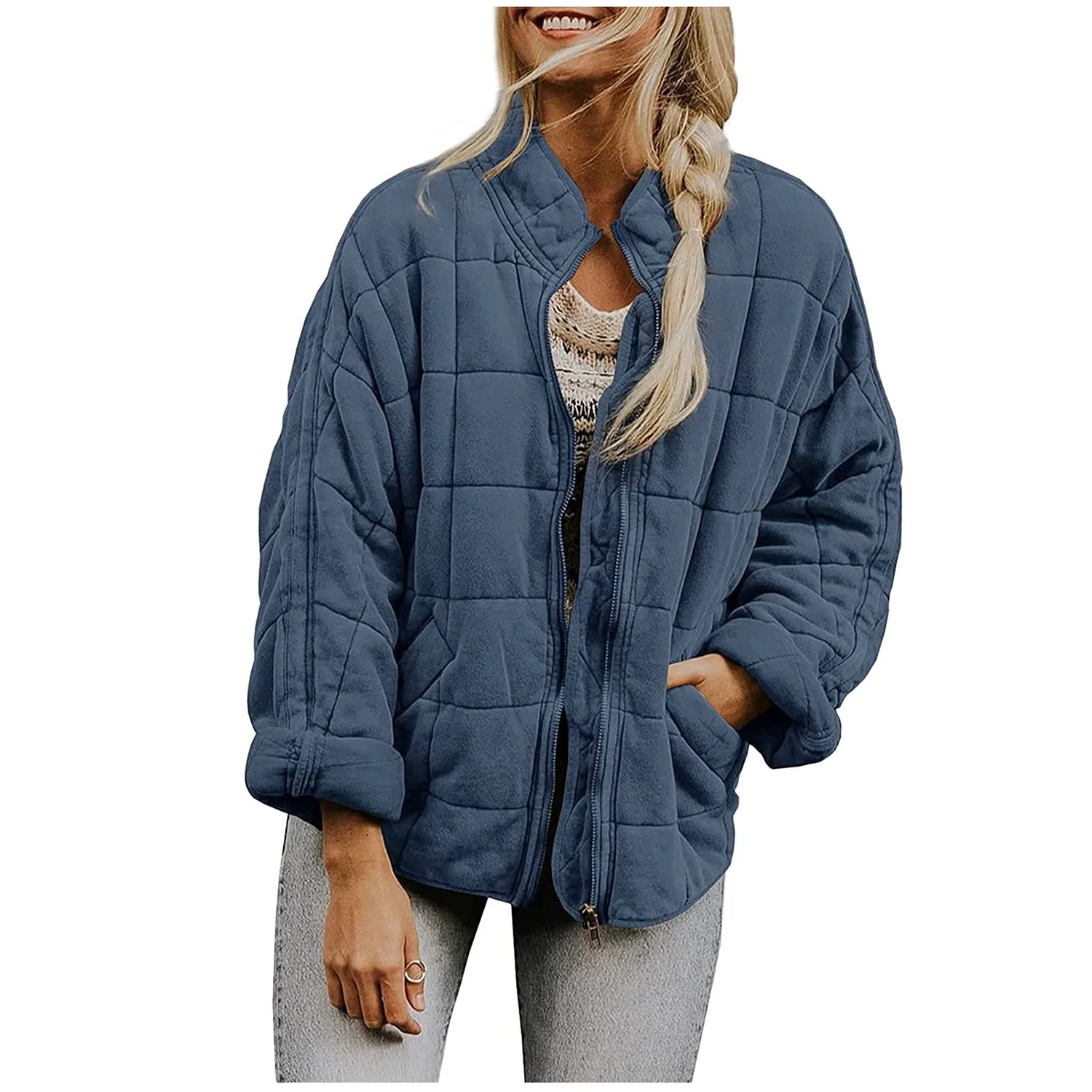 Женское утепленное пальто с капюшоном, blue