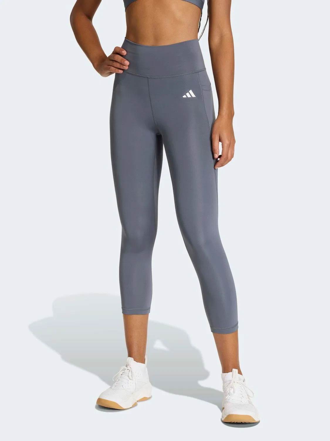 Леггинсы капри Optime Essentials Stash adidas, серый