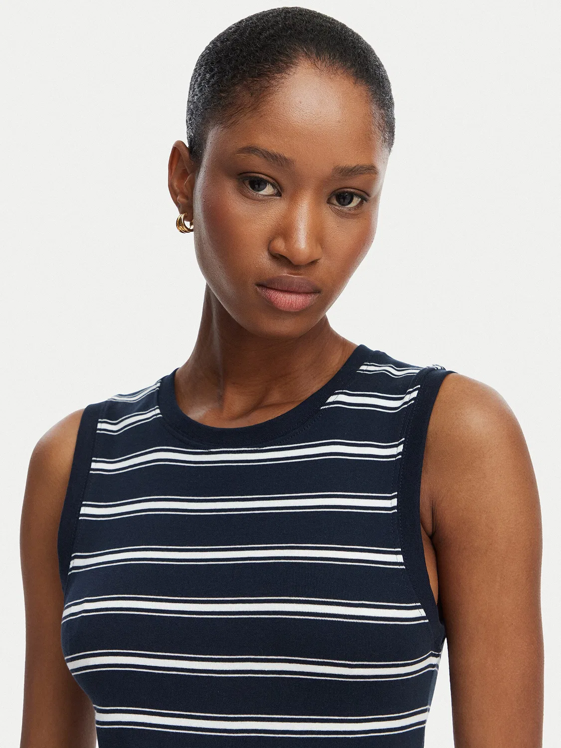 Женский топ облегающего кроя Multistripe Tommy Hilfiger, темно-синий — фото 4