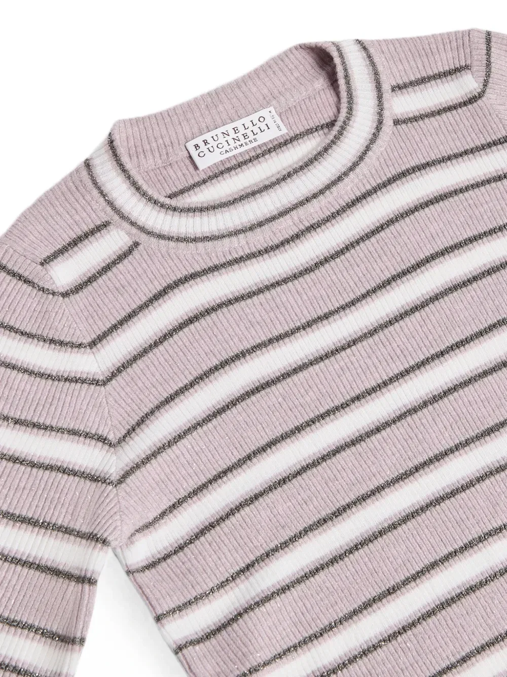 Легкий кашемировый свитер в рубчик Brunello Cucinelli Kids, розовый — фото 3