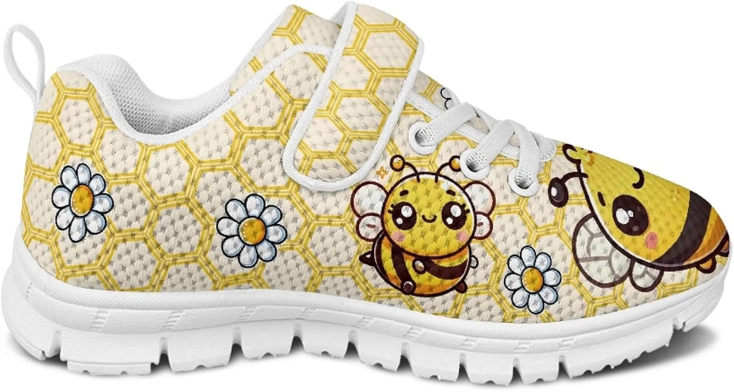 Детские кроссовки с антискользящим ремешком Micoklinlin, Cartoon Bee White — фото 4