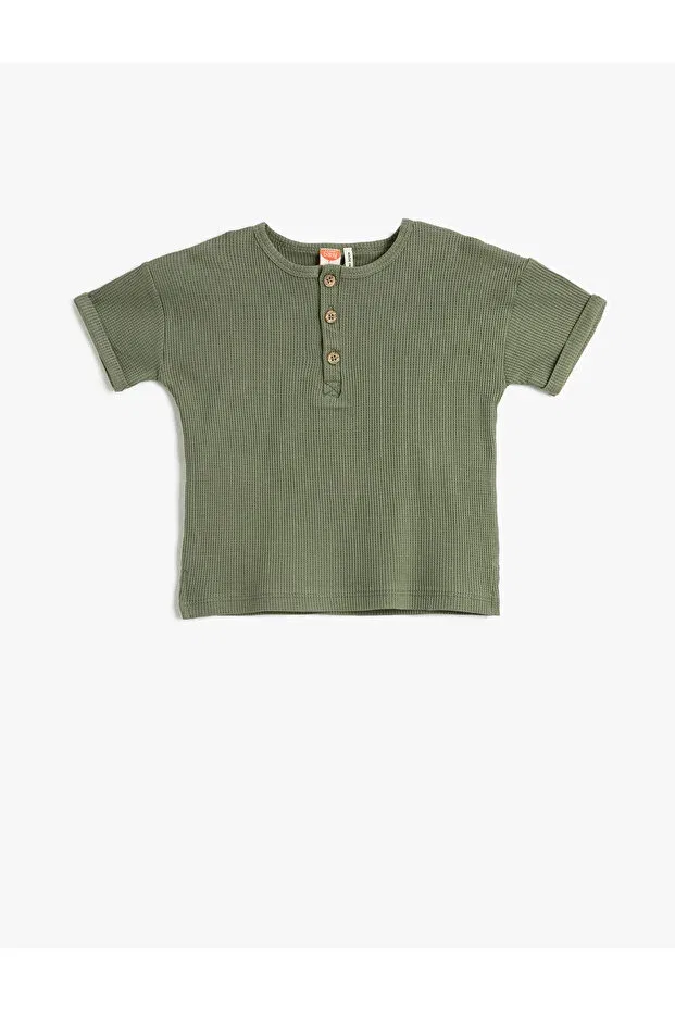 Детская футболка с пуговицами Koton, Khaki