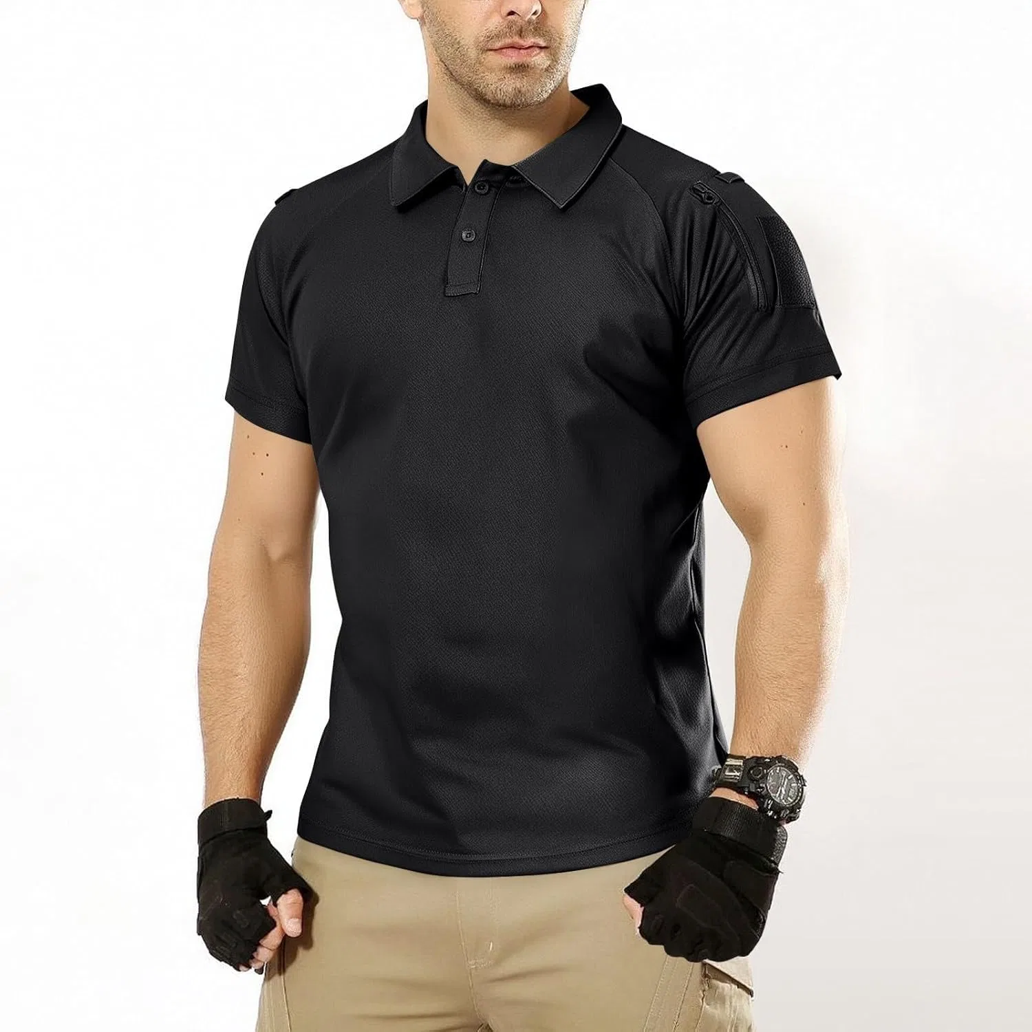 Мужская тактическая футболка с рукавами реглан, Army Tees, Black — фото 2
