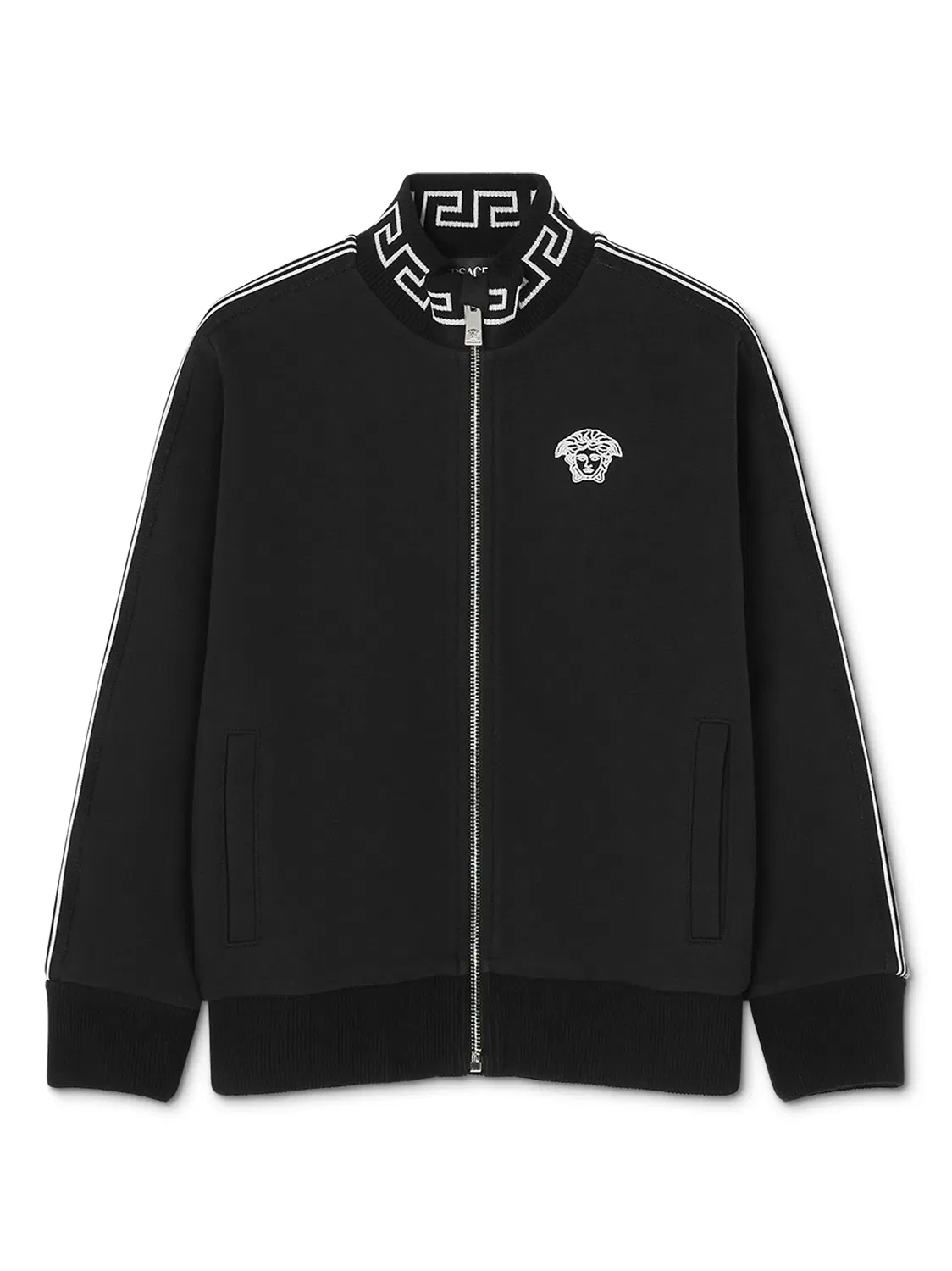 Свитшот с молнией и деталями Greca Versace, черный
